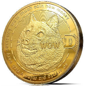 Moneda Dogecoin de oro, moneda física chapada en oro