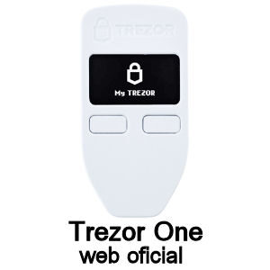 Wallet fría Trezor One blanca, guarda tus criptomonedas con un monedero físico hardware wallet y añade una pin de verificación a cada transacción